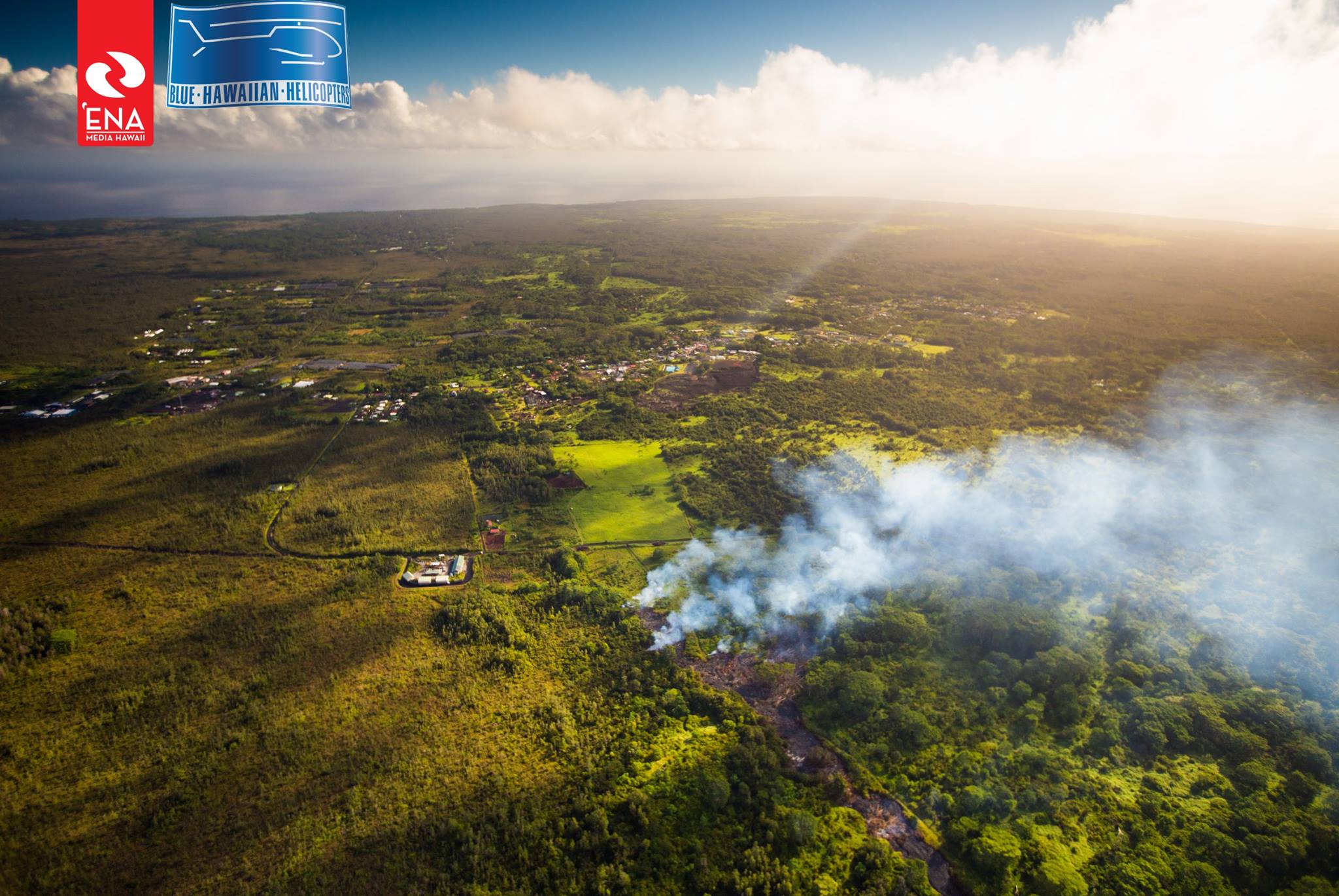 Lava from the pahoa lava flow approaches Apa'a Road / Cemetery Road